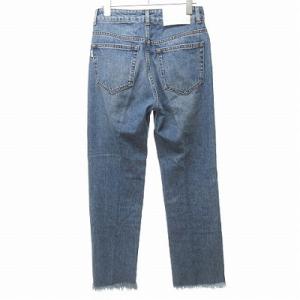 MSGM 20AW デニム パンツ ジーンズ カットアウト ロゴ 刺繍 インディゴ 40