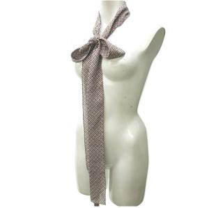 Chloe リボン シルク フランス製 ビジュー メタル 装飾 ファッション小物 ブラウン ライトブルー シルバーカラー ベージュ グリーン