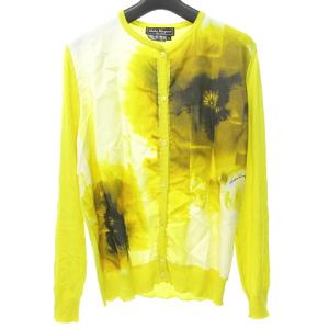 Salvatore Ferragamo シルク プリント カーディガン ニット セーター 国内正規品 イエロー M