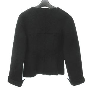 CHANEL IDENTIFICATION 99AW ノーカラーツイードジャケット 黒