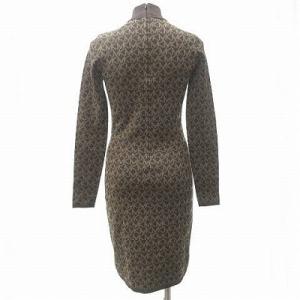 MICHAEL Michael Kors 近年 MK ロゴ ニット ワンピース ハイネック シグネチャー 総柄 国内正規品 ブラウン