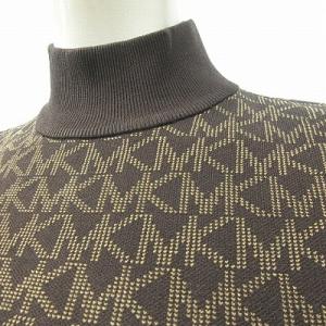 MICHAEL Michael Kors 近年 MK ロゴ ニット ワンピース ハイネック シグネチャー 総柄 国内正規品 ブラウン