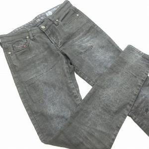 リペア加工 ブラック デニム パンツ ジーンズ ストレッチ イタリア製