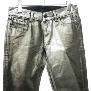 DIESEL BLACK GOLD ペンキペイントコーティング ブラック スキニー デニム W24 シルバー