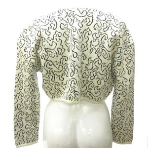 Christian Dior PRET-A-PORTER 装飾文様 ジャガード ニット ジャケット クロップド丈 ヴィンテージ ホワイト