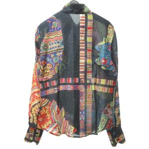ETRO シャツ ブラウス 長袖 シルク ストライプ 花柄 イタリア製 マルチカラー