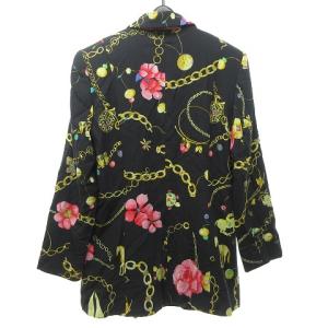 LEONARD SPORT 総柄 テーラード ジャケット ブレザー シングル 3B 金釦 ブラック