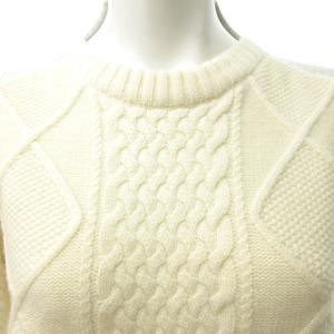 sacai luck 美品 再構築 アラン ニット ドッキング ワンピース ケーブル編み ひざ丈 ホワイト グレー 2 約M 1014