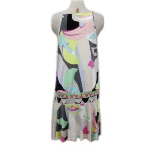 Emilio Pucci プッチ柄 ワンピース キャミ ひざ丈 カシュクール シルク マルチカラー 日本サイズM相当 I40 F38 GB-USA6