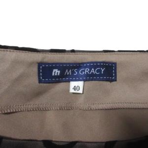 M'S GRACY フロッキー 薔薇 ワンピース タグ付き ノースリーブ タックフレア 40 ブラック ウエストリボン