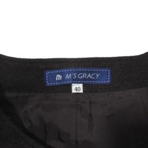 M'S GRACY ジャケット ブラウン タグ付き ノーカラー ウール混 リボンボタン 40
