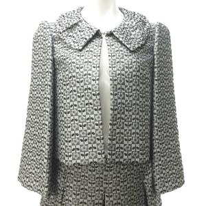 M'S GRACY フラワー エンボス セットアップ スーツ ジャケット スカート フレア セミフォーマル グレー