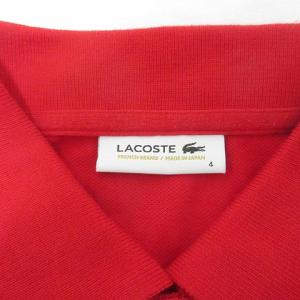 LACOSTE ロゴ ポロシャツ 半袖 赤 レッド 4 日本サイズL ワンポイント コットン X 1019