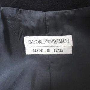 EMPORIO ARMANI ノーカラー メルトンコート ミドル丈 ネイビー 40