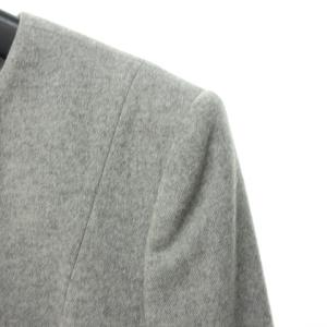 GIORGIO ARMANI 黒タグ カシミヤ混 ノーカラー グラデーション ジャケット ブレザー メルトン 38 グレー