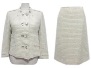 UMA スカート セットアップ ジャケット LiNTON生地 ツイード ジャケット スタンドカラー
