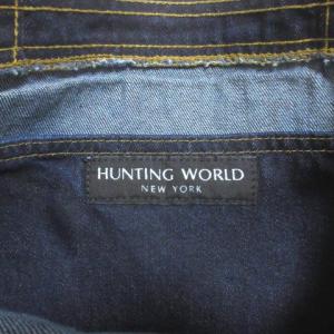 HUNTING WORLD デニム トートバッグ ブルー ロゴ刺繍