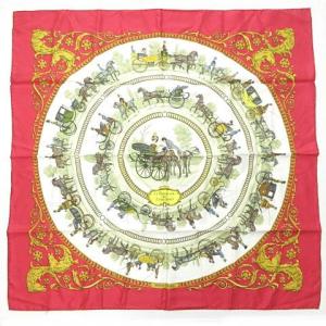 カレ90 LA PROMENADE DE LONGCHAMPS ロンシャンへの散歩 スカーフ レッド