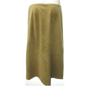 RALPH LAUREN ロング スカート フロントボタン 台形 ラムレザー スエード 無地 ベージュ