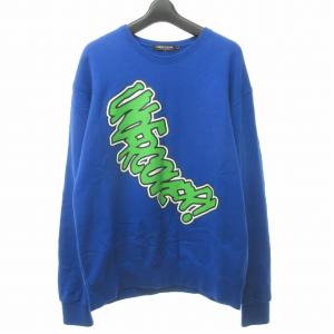 UNDERCOVER アンカバ スウェット トレーナー 英字プリント 長袖 丸首 裏毛 コットン ブルー ライトグリーン