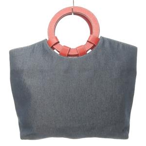 HUNTING WORLD デニム レザー トートバッグ ハンドバッグ ロゴ レッド ネイビー