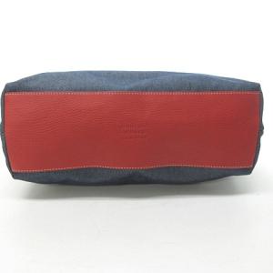 HUNTING WORLD デニム レザー トートバッグ ハンドバッグ ロゴ レッド ネイビー