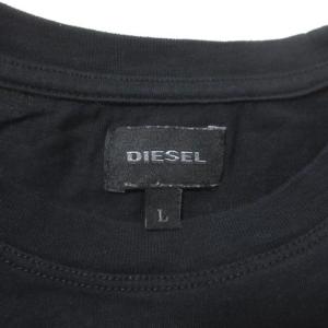 DIESEL Tシャツ 長袖 ブラック ロゴ プリント ロンT 黒 ブラック L コットン X 1203