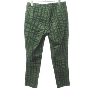 HaaT 総柄 アンクル パンツ スラックス クロップド グリーン