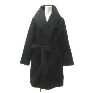 銀タグ ロングコート ボリュームカラー ベルト付 日本製 無地 ブラック