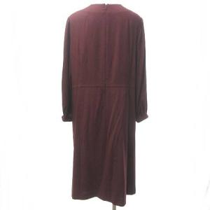 Leilian Eriko Nakamura 近年 プリーツ フレア ワンピース ウール エリコナカムラ ボルドー