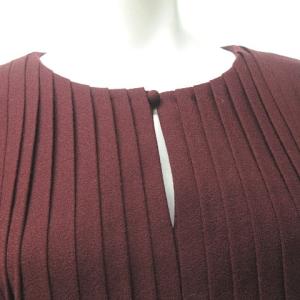 Leilian Eriko Nakamura 近年 プリーツ フレア ワンピース ウール エリコナカムラ ボルドー