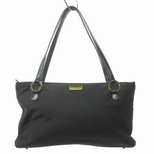 トートバッグ ハンドバッグ ナイロン ロゴプレート スクエア ブラック