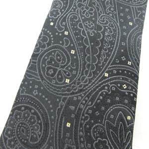 ETRO ペイズリー ネクタイ レギュラータイ 総柄 シルク イタリア製 ブラック ゴールド
