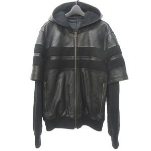 GIVENCHY レザー レイヤード パーカージャケット 48 黒