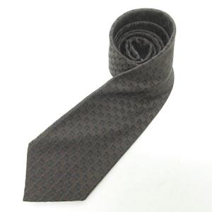 美品 ネクタイ レギュラータイ トランク柄 チェック風 市松模様風 総柄 シルク イタリア製 茶 ブラウン IBO30 1104