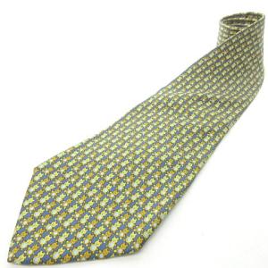 テディベア柄 ネクタイ レギュラータイ 総柄 ネイビー イエロー