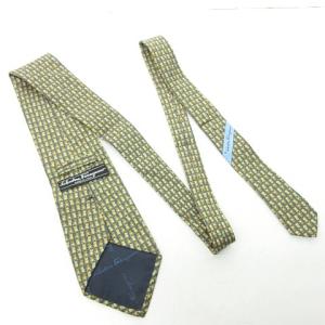 Salvatore Ferragamo テディベア柄 ネクタイ レギュラータイ 総柄 ネイビー イエロー