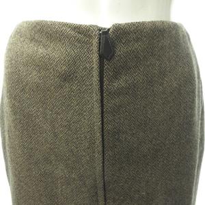 HERMES マルジェラ期 ジップアップ タイト スカート カシミヤ混 総柄 茶 ブラウン 34 約XS?S 1109 IBO30