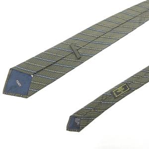 FENDI ネクタイ レギュラータイ ロゴストライプ レジメンタルストライプ シルク ビジネス フォーマル ネイビー×ゴールド系 紺×金