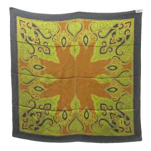 YVES SAINT LAURENT YSL スカーフ シルク 光沢 額縁装飾模様 ひび割れ風 マルチカラー