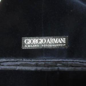 GIORGIO ARMANI ベロア スーツ ネイビー シングル テーラードジャケット 2B 背抜き スラックス 2タック 48