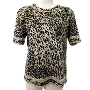 FASION レオパード カットソー 半袖 ヒョウ柄 コットン L ベージュ IBO30 1111