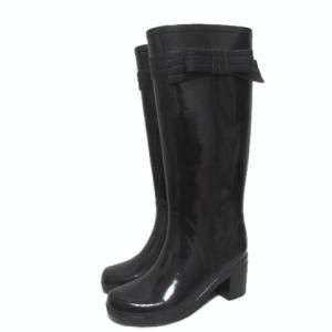 長靴 レインブーツ リボン 黒 ブラック 5 22cm IBO30 X 1220