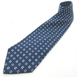 美品 総柄 ネクタイ レギュラータイ シルク USA製 紺 ネイビー 1129 STK