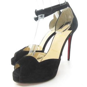 AKETATA ストラップ パンプス スエード アシンメトリー スカラップ 12cmヒール ブラック