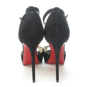 Christian Louboutin AKETATA ストラップ パンプス スエード アシンメトリー スカラップ 12cmヒール ブラック