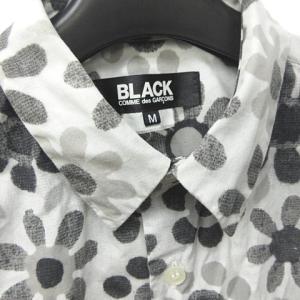 BLACK COMME des GARCONS AD2011 フラワー プリント シャツ 製品洗い加工 花柄 総柄 日本製 1J-B017 M グレー 1126 IBO32