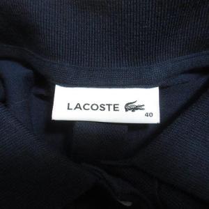 LACOSTE 近年 シャツ ワンピース リヨセル×コットンポロドレス EF075EL 40 XL 大きいサイズ ミモレ丈 半袖 紺 ネイビー