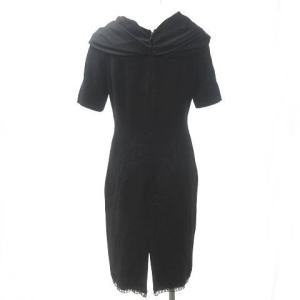 EPOCA デコルテ レース ワンピース ドレス ひざ丈 総柄 40 約M 黒 ブラック 1209 IBO32