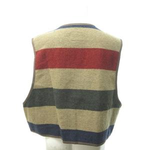 WOOLRICH WOOLEN MILLS ベスト ボーダー ノースリーブ ウール ベージュ マルチカラー M 1209 IBO32
